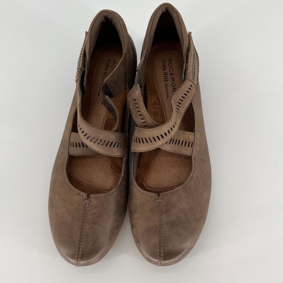 Rockport Cobb Hill Janet Cross-Strap Mary Jane Leather Comfort Wedge Size 9 - Picture 3 of 11